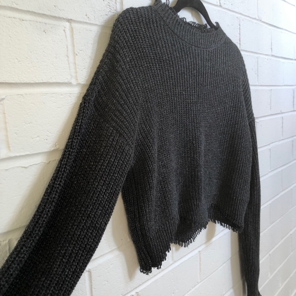 Dance & Marvel Grey Crop Sweater - Picture 1 of 8